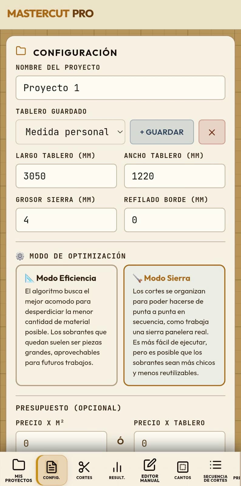 Configuración Mobile