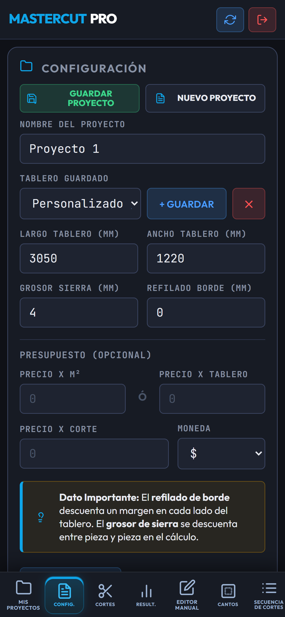 Configuración Mobile