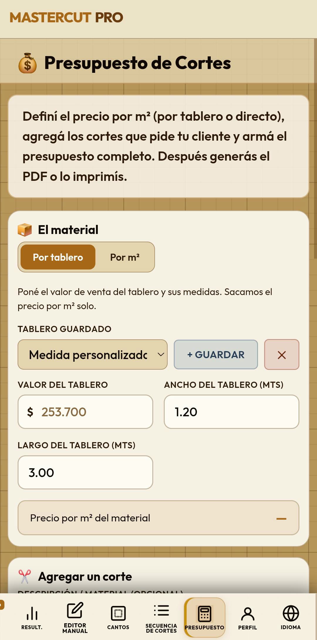 Presupuesto Mobile