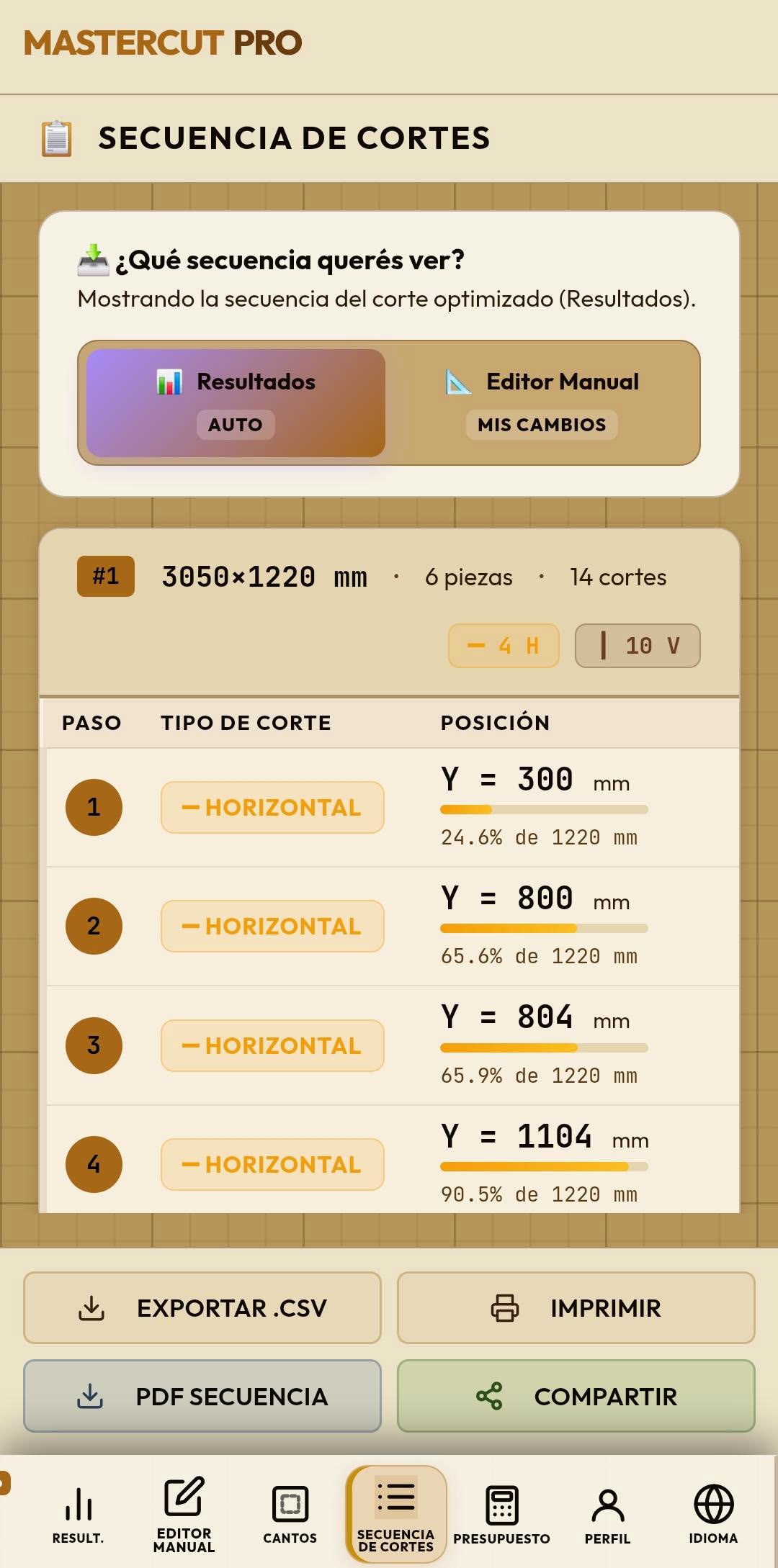 Secuencia de Cortes Mobile
